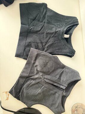 Aerie OFFLINE Seamless Ribbed Bra Tops – Gray (2 Piece Set)